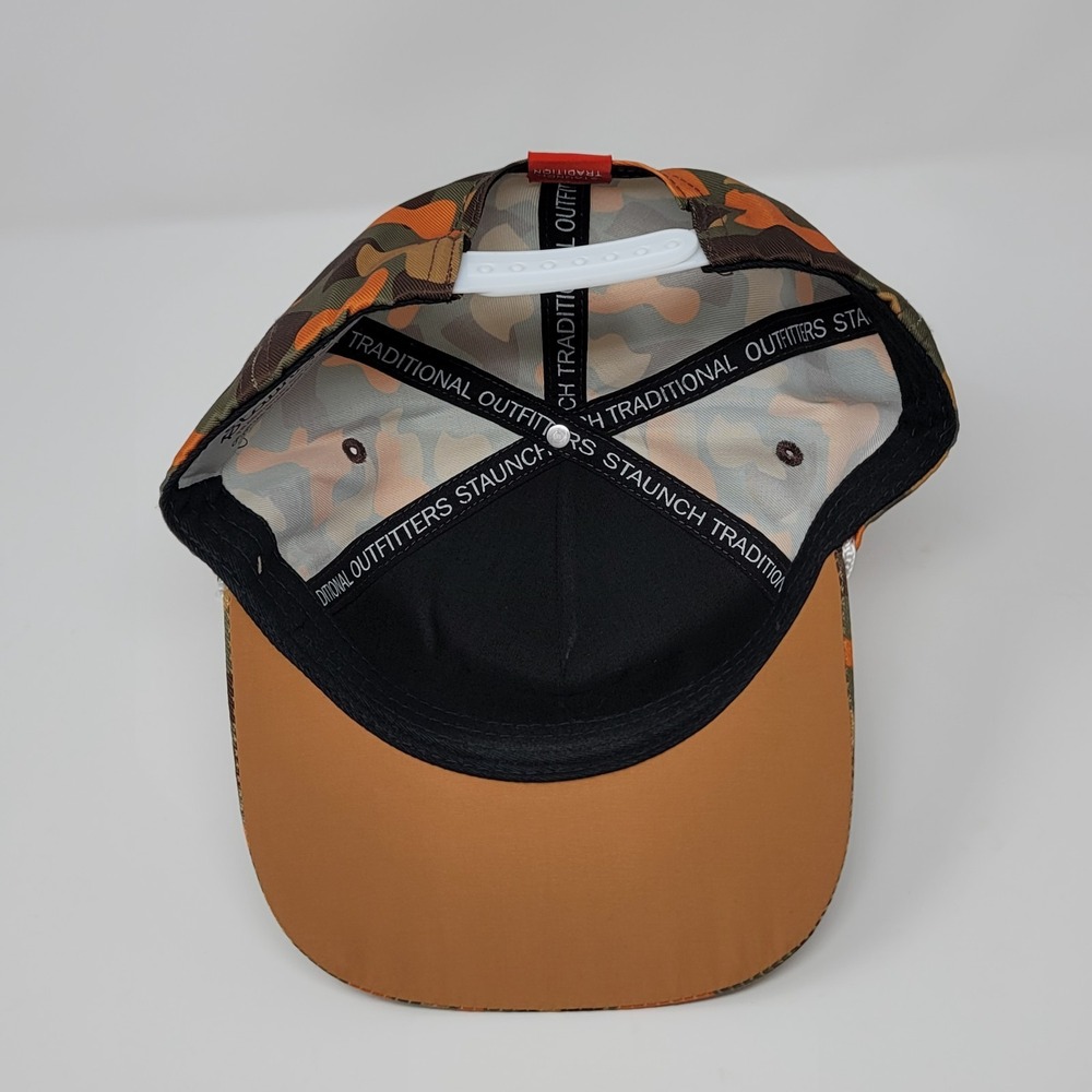Staunch Traditional Outfitters Men's Snapback Hat Orange Camo USA Flag Patch Cap - Picture 6 of 7